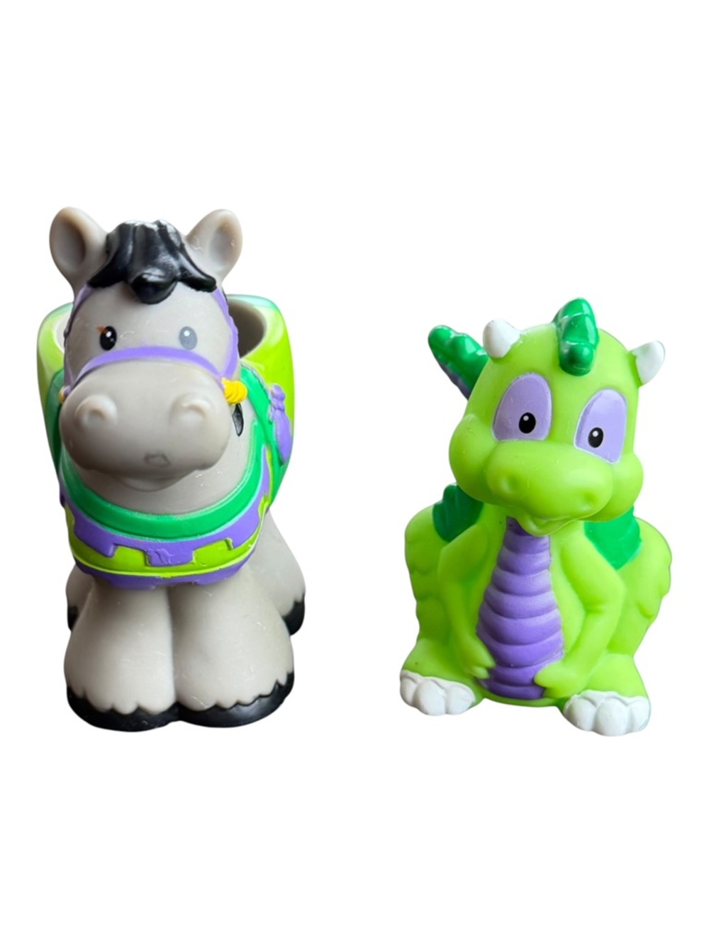 VTG 2003 Fisher-Price Little People Lil' Kingdom Knight Dragon & Horse Bundle